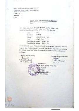 Berita acara telah dilaksanakan prosesing gabah hasil MT.MK. 1989 selama bulan Agustus 1989 dari ...