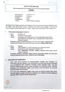 Surat Perjanjian Penyaluran Bantuan Rehabilitasi dan Rekonstruksi Rumah (SPPB), Nama Kelompok IV ...