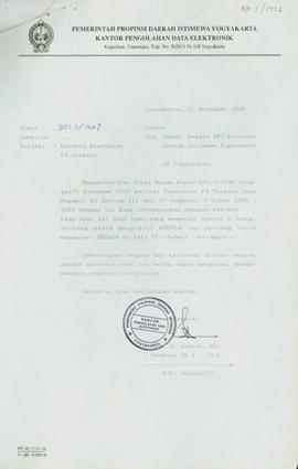 Surat dari Kepala Kantor Pengolahan Data Elektronik kepada Kepala  Badan Pembina Pendidikan Pelak...