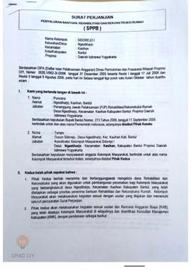 Surat Perjanjian Penyaluran Bantuan Rehabilitasi dan Rekonstruksi Rumah (SPPB), Nama Kelompok Sid...