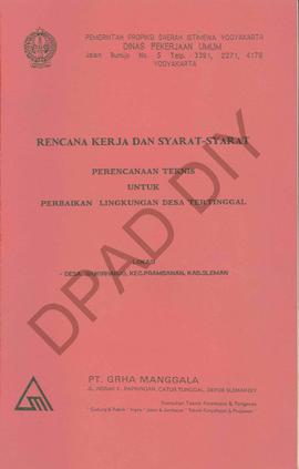 Rencana kerja dan syarat-syarat perencanaan Teknis untuk perbaikan Lingkungan Desa Tertinggal Des...