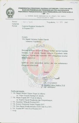 Laporan Kelompok Belajar Simulasi P-4 Triwulan II dan Triwulan III BP-7 Provinsi Daerah Istimewa ...