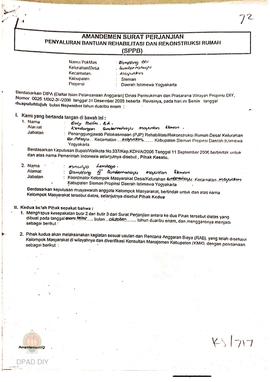 Amandemen Surat Perjanjian Penyaluran Bantuan Rehabilitasi dan Rekonstruksi Rumah (SPPB),  Nama K...