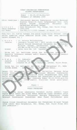 Surat Perjanjian Pemborongan  Bidang Perencanaan Nomor : ku.08.08.ch w12/400, pekerjaan penyusuna...