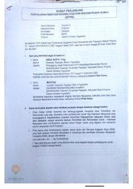 Surat Perjanjian Penyaluran Bantuan Rehabilitasi dan Rekonstruksi Rumah (SPPB), Nama Kelompok Iro...