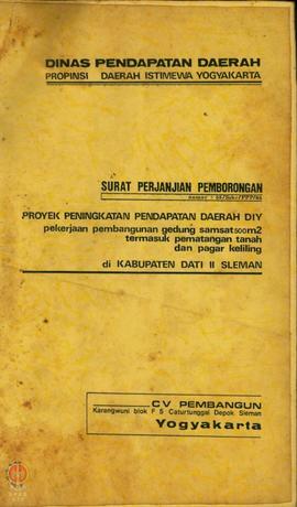 Surat Perjanjian Pemborongan Dinas Pendapatan Daerah Propinsi DIY Nomor : 55/Sekr/PPP/85 tanggal ...