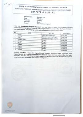 Berita Acara Pembentukan Kelompok dan Pengurus POKMAS & Penetapan prioritas usulan kegiatan R...