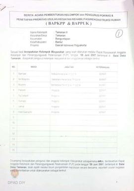 Berita Acara Pembentukan Kelompok dan Pengurus POKMAS & Penetapan prioritas usulan kegiatan R...