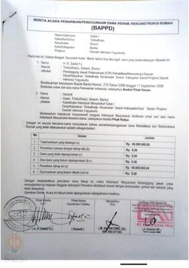 Berita Acara Penarikan/Penggunaan Dana Rehabilitasi/Rekonstruksi Rumah (BAPPD) Rusak Ringan, Nama...