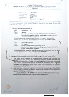 Surat Perjanjian Penyaluran Bantuan Rehabilitasi dan Rekonstruksi Rumah (SPPB)Rusak Berat, Nama K...