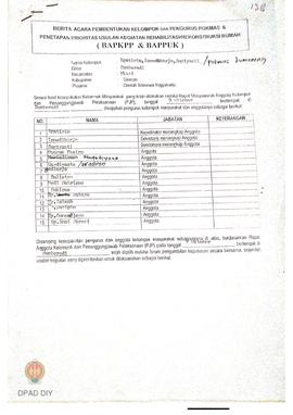 Berita Acara Pembentukan Kelompok dan Pengurus Pokmas dan Penetapan Prioritas Usulan Kegiatan Reh...