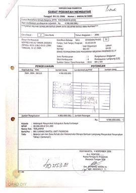 Surat Perintah Pencairan Dana kepada Kelompok Masyarakat Kabupaten Bantul perihal Belanja Lain-la...