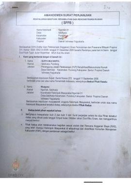 Amandemen Surat Perjanjian Penyaluran Bantuan Rehabilitasi dan Rekonstruksi Rumah (SPPB),  Nama K...