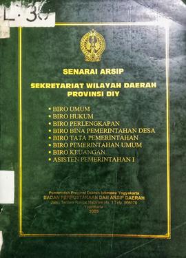 SENARAI ARSIP SEKRETARIAT WILAYAH DAERAH PROVINSI DIY BIRO HUKUM (NOMOR ARSIP: 549 - 589)