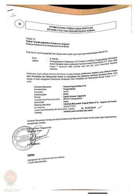 Permohonan Pembayaran Bantuan Rehabilitasi dan Rekonstruksi Rumah, Nama Kelompok Masyarakat Krapy...