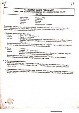 Amandemen Surat Perjanjian Penyaluran Bantuan Rehabilitasi dan Rekonstruksi Rumah (SPPB),  Nama K...
