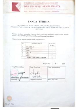 Laporan hasil audit dana kampanye Pemilu   pengurus parpol tingkat Propinsi  DIY Tahun 2009 dari ...