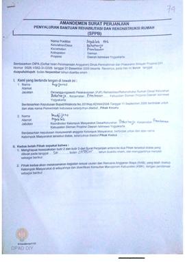 Amandemen Surat Perjanjian Penyaluran Bantuan Rehabilitasi dan Rekonstruksi Rumah (SPPB),  Nama K...