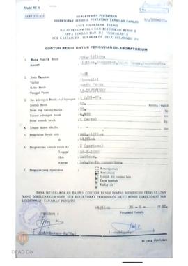 Contoh benih untuk pengujian di laboratorium BPSB II  Jateng dan DIY jenis tanaman padi sawah Var...