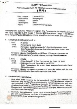 Amandemen dan Surat Perjanjian Penyaluran Bantuan Rehabilitasi dan Rekonstruksi Rumah (SPPB),  Na...