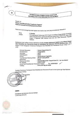 Permohonan Pembayaran Bantuan Rehabilitasi dan Rekonstruksi Rumah, Nama Kelompok Masyarakat Pokma...