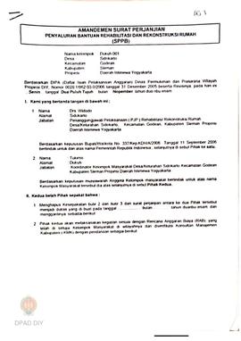 Amandemen Surat Perjanjian Penyaluran Bantuan Rehabilitasi dan Rekonstruksi Rumah (SPPB),  Nama K...