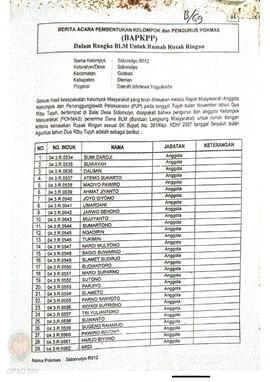 Berita Acara Pembentukan Kelompok dan Pengurus Kelompok Masyarakat dan Penetapan Prioritas Usulan...