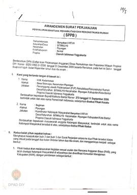 Amandemen Surat Perjanjian Penyaluran Bantuan Rehabilitasi dan Rekonstruksi Rumah (SPPB),  Nama K...