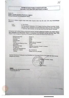 Permohonan Pembayaran Bantuan Rehabilitasi dan Rekonstruksi Rumah, Nama Kelompok Masyarakat Panda...