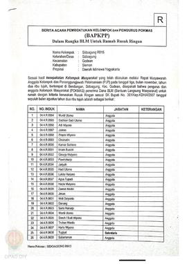 Berita Acara Pembentukan Kelompok dan Pengurus Kelompok Masyarakat dan Penetapan Prioritas Usulan...