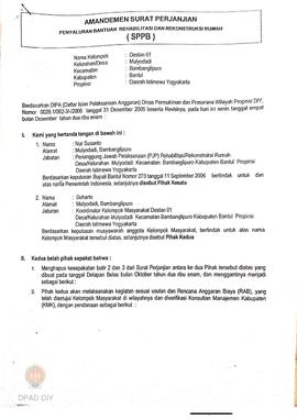 Amandemen Surat Perjanjian Penyaluran Bantuan Rehabilitasi dan Rekonstruksi Rumah (SPPB), Nama Ke...