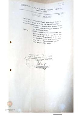 Surat Keputusan Kepala Daerah DIY tentang Permohonan izin tukar menukar tanah kas desa Kalurahan ...