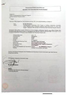 Permohonan Pembayaran Bantuan Rehabilitasi dan Rekonstruksi Rumah, Nama Kelompok Masyarakat Siluk...