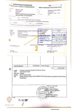 Surat Perintah Pencairan Dana kepada Kelompok Masyarakat Kabupaten Kulon Progo untuk Belanja Lain...