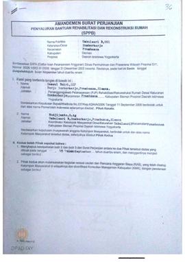 Amandemen Surat Perjanjian Penyaluran Bantuan Rehabilitasi dan Rekonstruksi Rumah (SPPB),  Nama K...