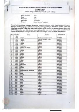 Berita Acara Pembentukan Kelompok dan Pengurus Pokmas (BAPKPP) dalam Rangka BLM untuk Rumah Rusak...