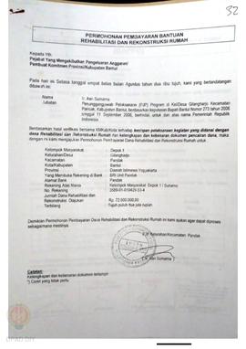 Permohonan Pembayaran Bantuan Rehabilitasi dan Rekonstruksi Rumah, Nama Kelompok Masyarakat Depok...