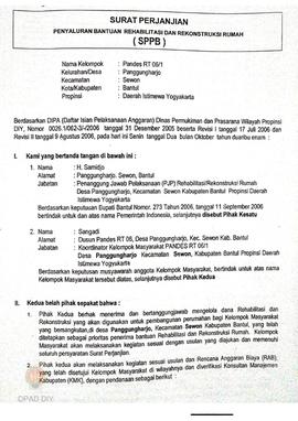 Amandemen dan Surat Perjanjian Penyaluran Bantuan Rehabilitasi dan Rekonstruksi Rumah (SPPB),  Na...