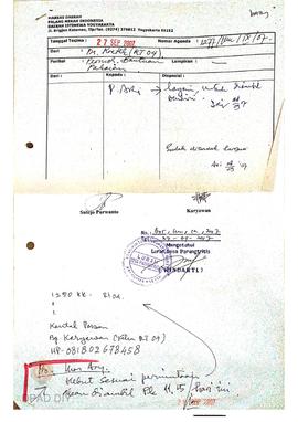 Surat tentang permohonan bantuan pakaian dari Dusun I Kretek Parangtritis ditujukan kepada PMI DIY.