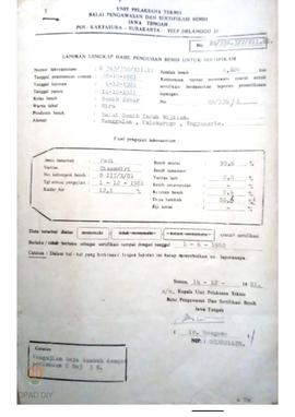 Laporan lengkap hasil pengujian benih untuk sertifikasi, dari Balai Pengawasan dan Sertifikasi Be...