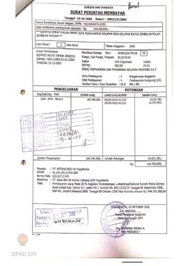 Surat Perintah Pencairan Dana kepada PT. Retracindo untuk Pembayaran Uang Muka 20% Kegiatan Penda...