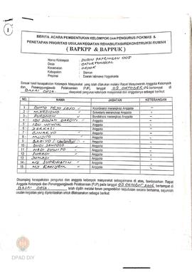 Berita Acara Pembentukan Kelompok dan Pengurus Pokmas dan Penetapan Prioritas Usulan Kegiatan Reh...