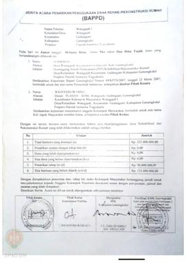 Berita Acara Penarikan/Penggunaan Dana Rehabilitasi/Rekonstruksi Rumah (BAPPD) Rusak Berat, Nama ...