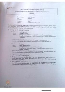 Amandemen Surat Perjanjian Penyaluran Bantuan Rehabilitasi dan Rekonstruksi Rumah (SPPB),  Nama K...