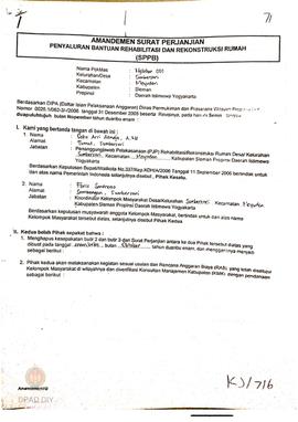Amandemen Surat Perjanjian Penyaluran Bantuan Rehabilitasi dan Rekonstruksi Rumah (SPPB),  Nama K...