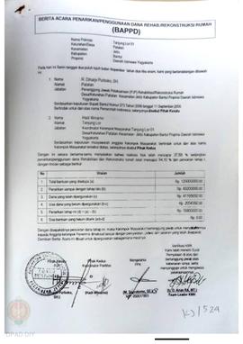 Berita Acara Penarikan/Penggunaan Dana Rehabilitasi/Rekonstruksi Rumah (BAPPD) Rusak Berat, Nama ...