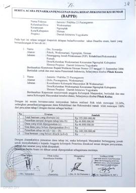 Berita Acara Penarikan / Penggunaan dana Rehab / Rekonsiliasi Rumah ( BAPPD ) untuk Rumah Rusak B...