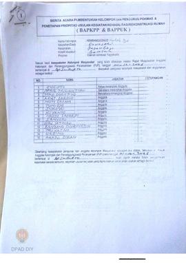Berita Acara Pembentukan Kelompok dan Pengurus POKMAS & Penetapan prioritas usulan kegiatan R...