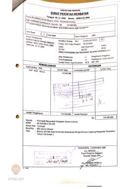 Surat Perintah Pencairan Dana kepada Kelompok Masyarakat Kabupaten Sleman untuk Belanja Lain-lain...