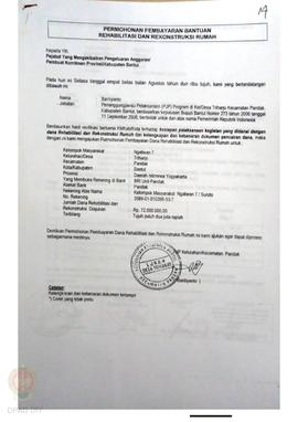 Permohonan Pembayaran Bantuan Rehabilitasi dan Rekonstruksi Rumah, Nama Kelompok Masyarakat Ngabe...
